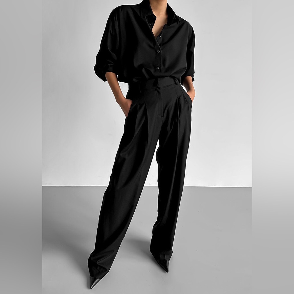 The Frankie Shop Gelso Pleated Trousers - Black
